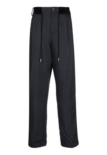 sacai geometric-print drawstring trousers - Schwarz