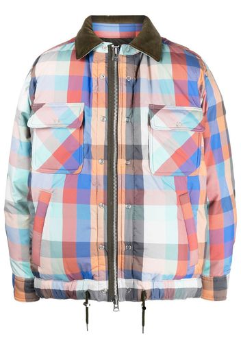 sacai checkered padded shirt jacket - Blau