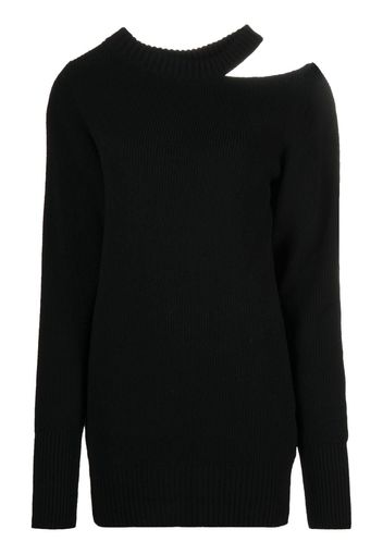 sacai cut-out shoulder rib-knit sweater - Schwarz