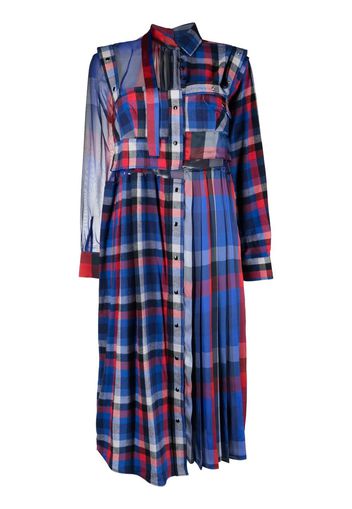 sacai check-print shirt midi-dress - Blau