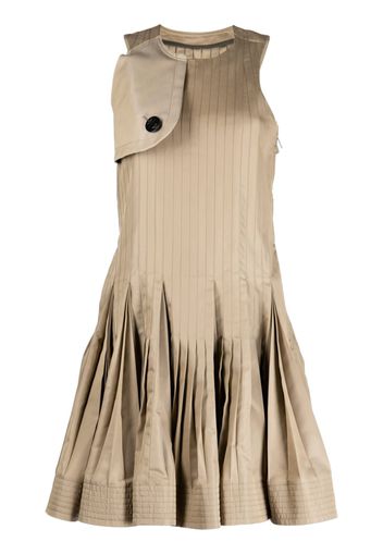 sacai storm-flap pleated-skirt dress - Braun