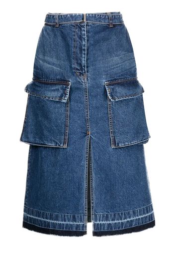 sacai cargo-pocket denim skirt - Blau