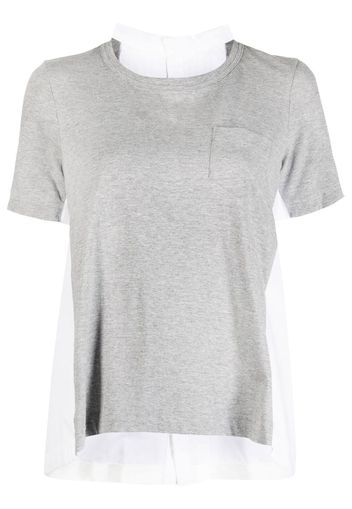 sacai round neck cotton T-shirt - Grau