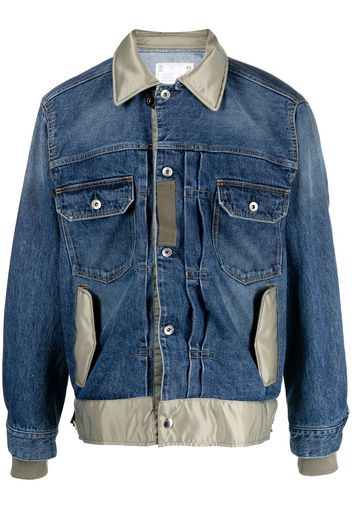 sacai contrasting-collar denim jacket - Blau