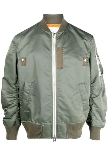 sacai baseball-collar bomber jacket - Grün