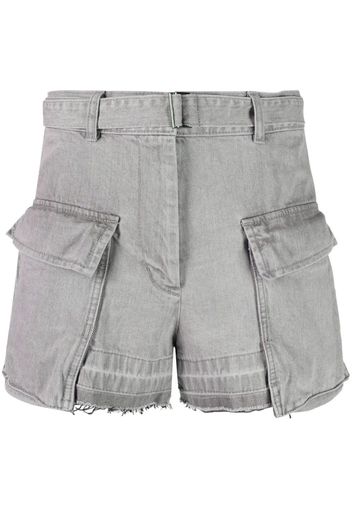 sacai belted-waist high-waisted shorts - Grau