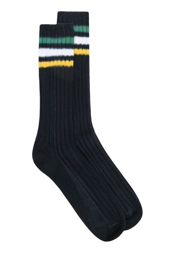 sacai striped-trim ribbed socks - Blau