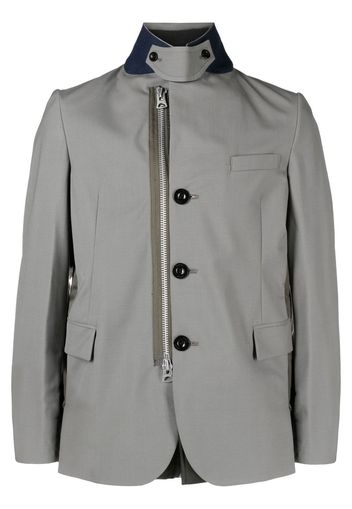 sacai long-sleeve zip-up blazer - Grün