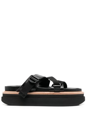 sacai buckle-strap slides - Schwarz