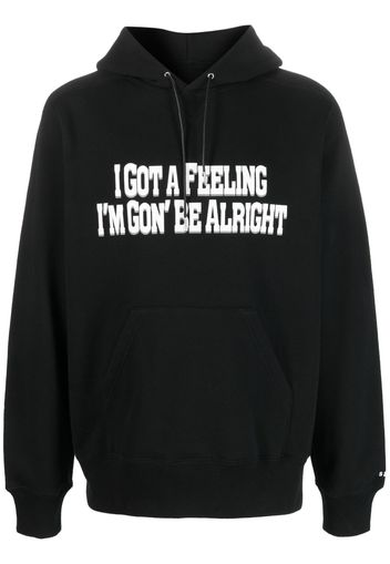 sacai slogan-print cotton hoodie - Schwarz