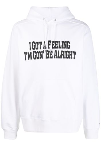 sacai slogan-print cotton hoodie - Weiß