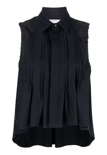 sacai pleat-detail sleeveless shirt - Blau