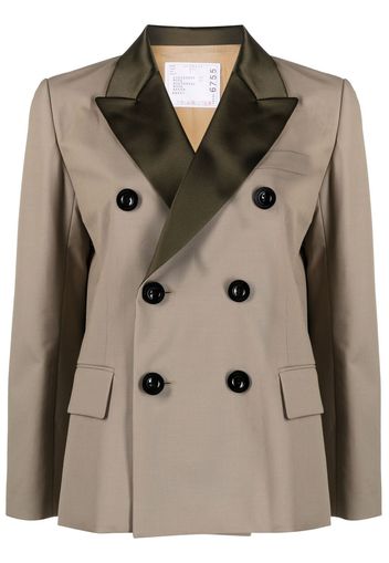 sacai pleated double-breasted blazer - Nude