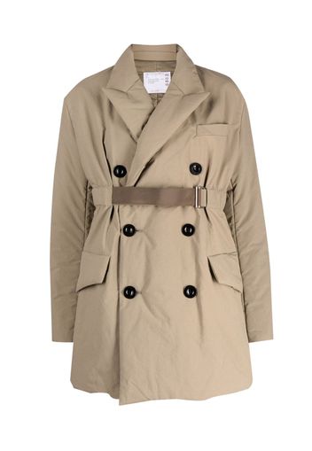 sacai double-breasted padded trench coat - Nude