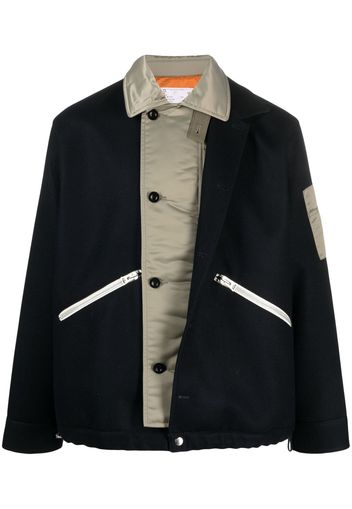 sacai button-up wool jacket - Blau