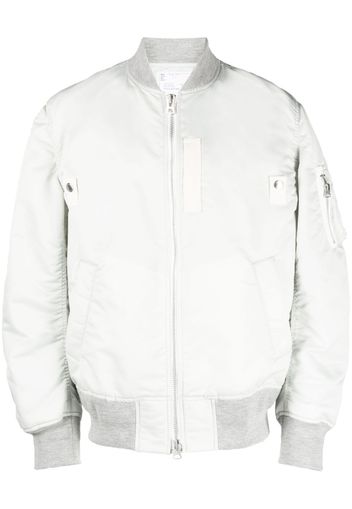 sacai zip-up puffer bomber jacket - Grau