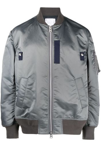 sacai zip-up puffer bomber jacket - Grau