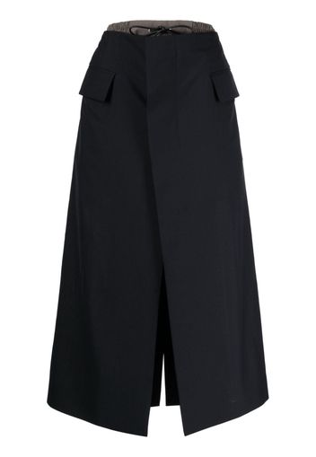 sacai asymmetric midi skirt - Blau