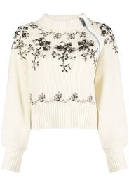 sacai floral-stud wool jumper - Nude