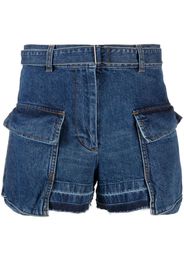 sacai belted denim cargo shorts - Blau