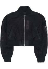 sacai logo-embroidery lace bomber jacket - Schwarz