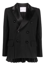 sacai pleated-detail double-breasted blazer - Schwarz