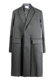 sacai drawstring wool trench coat - Grau