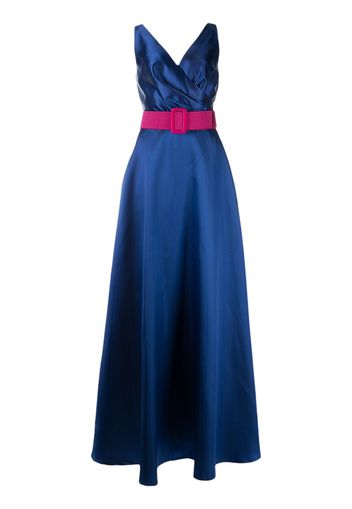 Sachin & Babi Rae V-neck belted gown - Blau