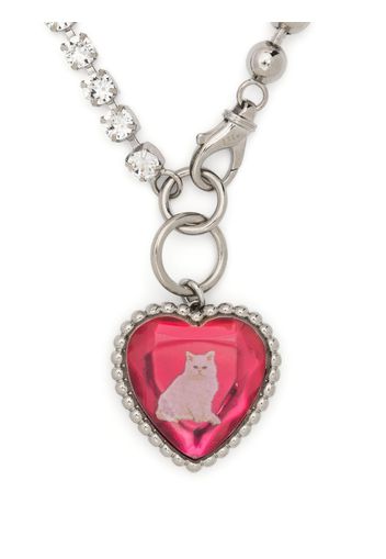 Saf Safu crystal-embellished heart necklace - Silber