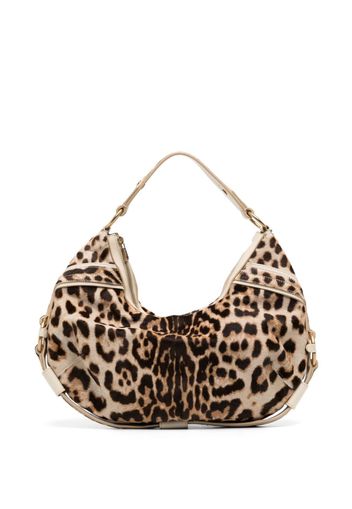 Saint Laurent Pre-Owned Mombasa cheetah-print hobo bag - Braun