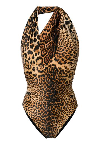 Saint Laurent Badeanzug mit Leoparden-Print - Schwarz