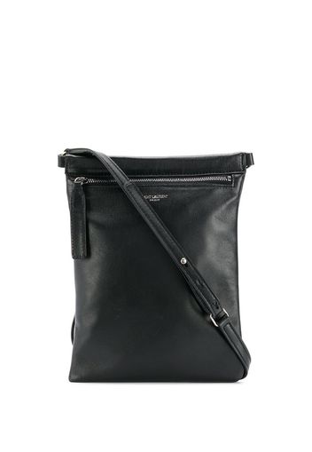 Saint Laurent Flache Schultertasche - Schwarz