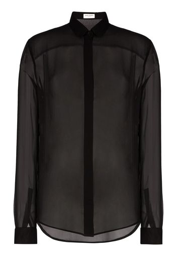 Saint Laurent Semi-transparentes Seidenhemd - Schwarz