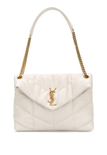 Saint Laurent Mittelgroße 'Loulou' Schultertasche - Weiß