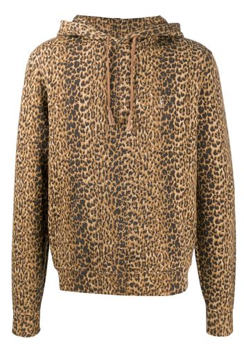 Saint Laurent Kapuzenpullover mit Leoparden-Print - Braun