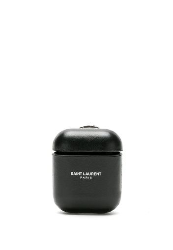 Saint Laurent AirPods-Hülle mit eingeprägtem Logo - Schwarz