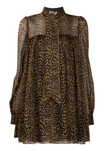 Saint Laurent Bluse mit Leoparden-Print - Braun