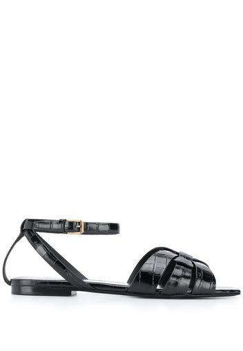 Saint Laurent Flache 'Tribute' Sandalen - Schwarz