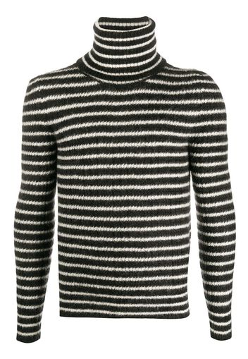 Saint Laurent Rollkragenpullover mit Querstreifen - Schwarz