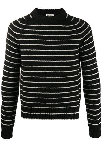 Saint Laurent Gestreifter Pullover - Schwarz