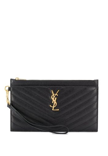 Saint Laurent Gesteppte Clutch mit Monogramm - Schwarz