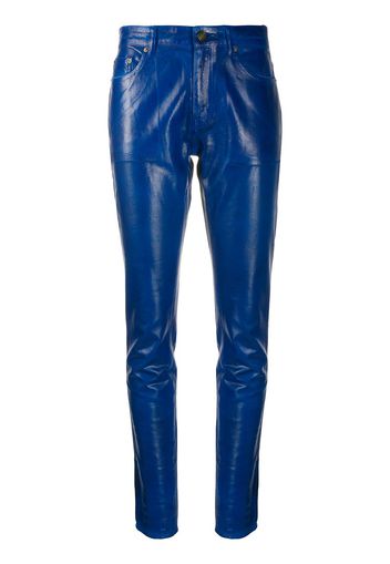 Saint Laurent Skinny-Hose in Lacklederoptik - Blau