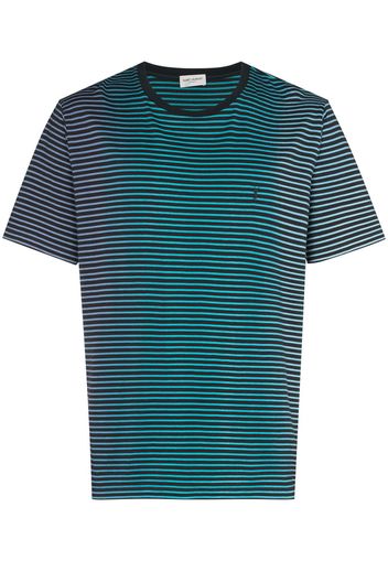 Saint Laurent Gestreiftes T-Shirt - Blau