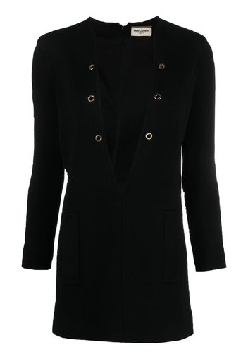 Saint Laurent Kleid mit tiefem V-Ausschnitt - Schwarz