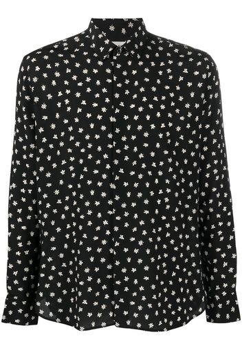 Saint Laurent Langarmshirt mit Blumen-Print - Schwarz