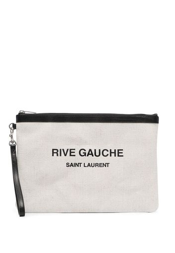 Saint Laurent Clutch mit Logo-Print - Weiß