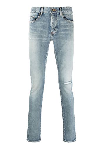 Saint Laurent Skinny-Jeans im Distressed-Look - Blau