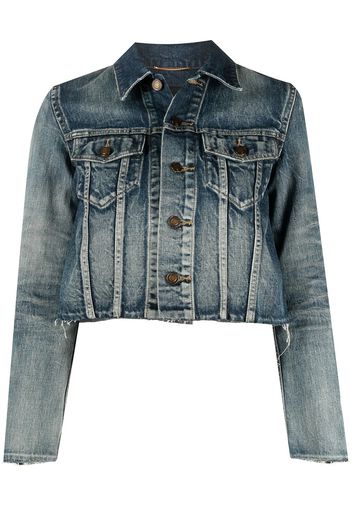 Saint Laurent Ungesäumte Jeansjacke - Blau