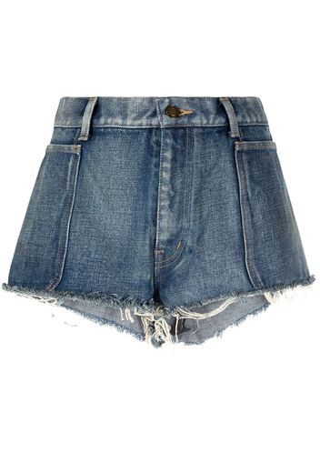 Saint Laurent Jeans-Shorts im Distressed-Look - Blau