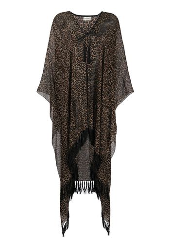 Saint Laurent Kaftan mit Leo-Print - Braun